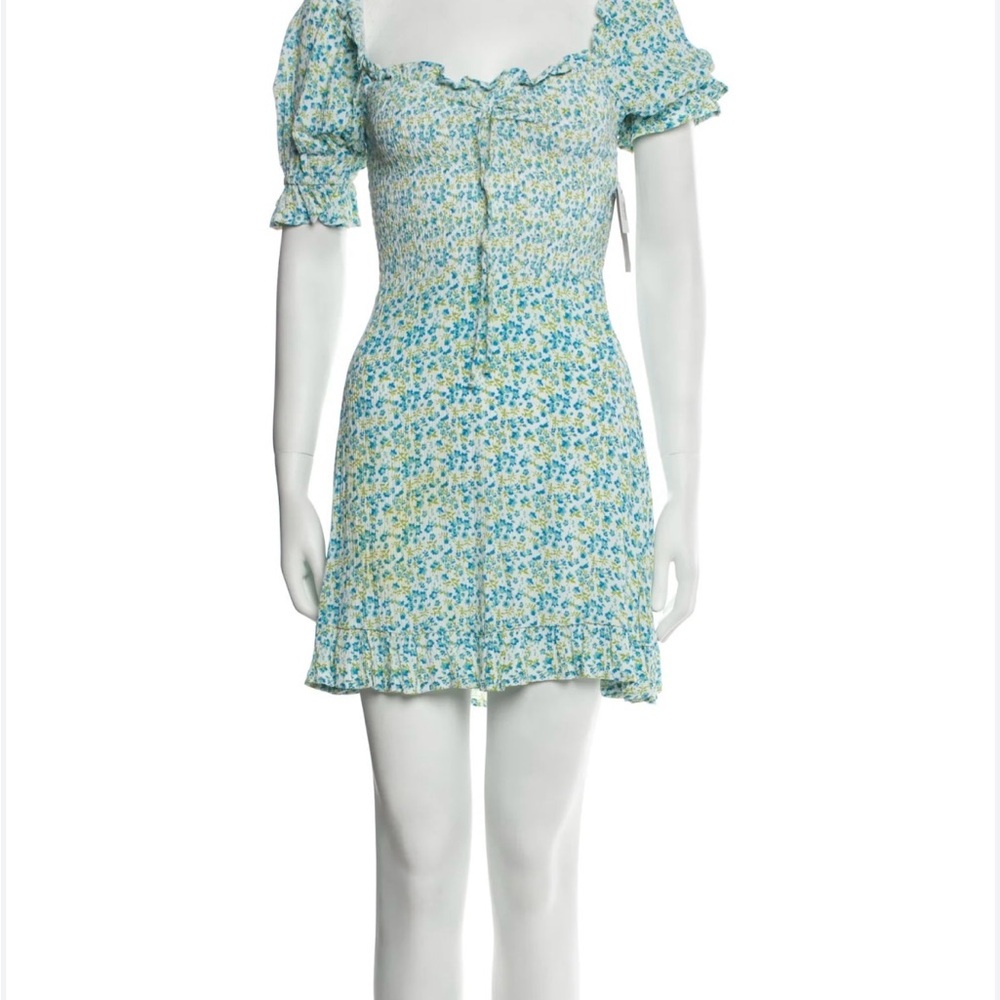 Faithfull the Brand Green and White Mini Sundress